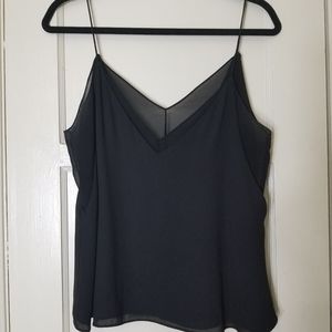 ZARA TRAFALUC black v neck spaghetti strap overlay flowy blouse top